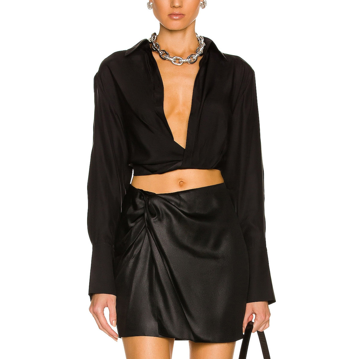 Gauge81 Cropped Black Myoko Blouse Size S