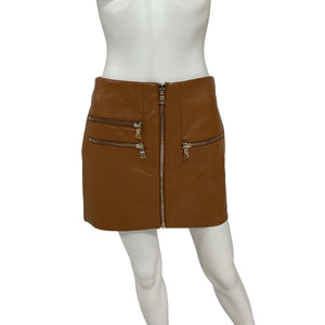 Alice + Olivia Sleek Camel Kendale Mini Skirt Size 2 NWT