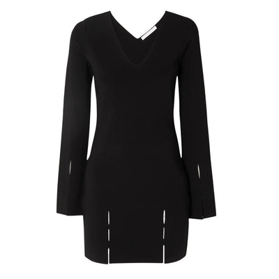Helmut Lang Sleek Black Cutout Stretch Knit Mini Dress Size XS