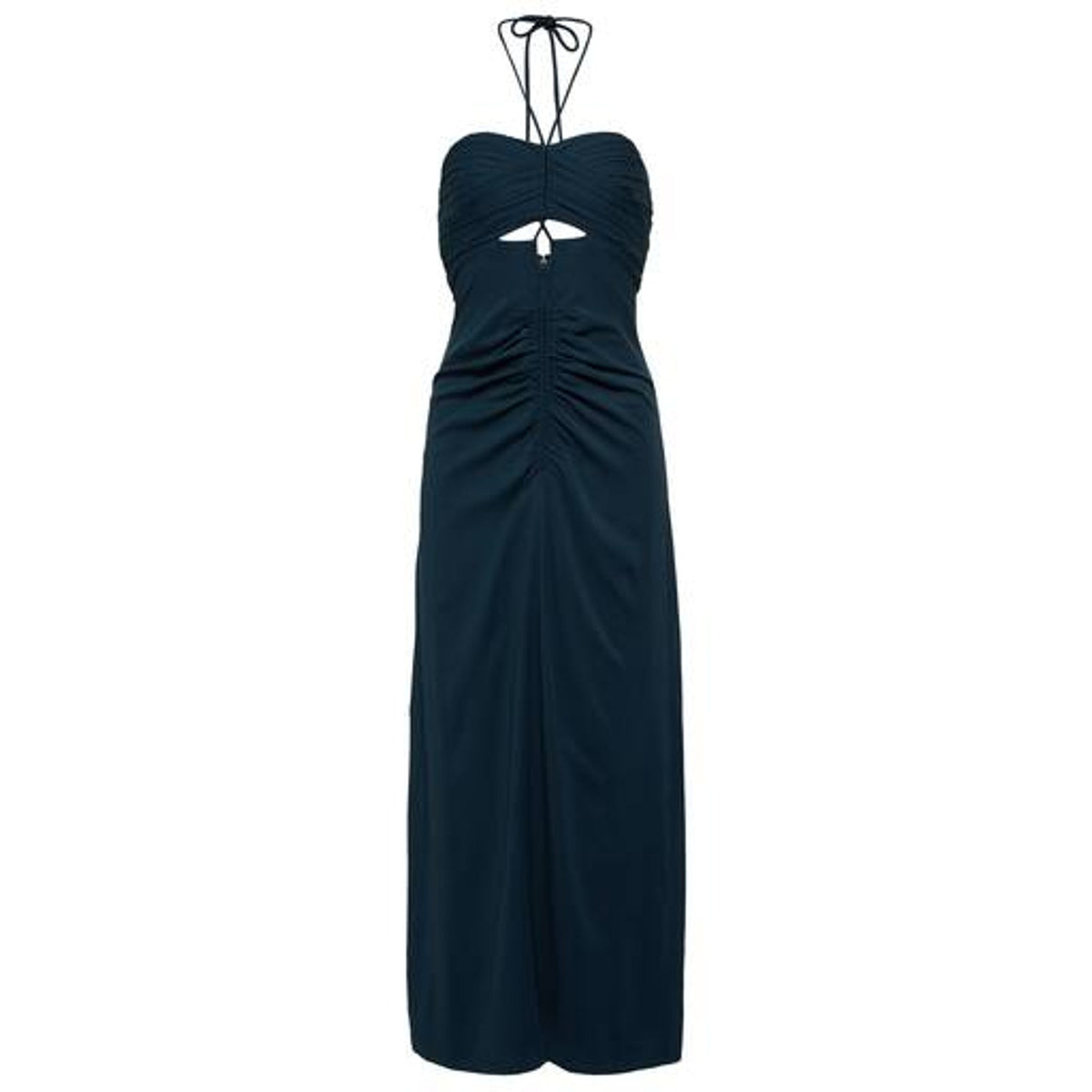 Self-Portrait Elegant Dark Teal Cutout Ruched Halterneck Maxi Size UK 14/ US 10 Dress