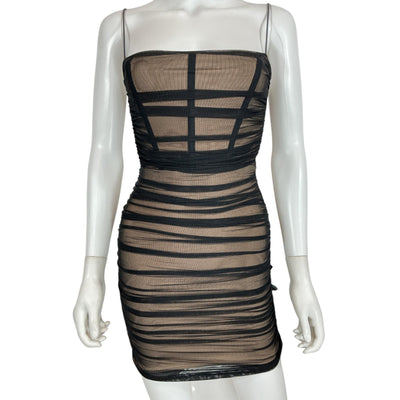 Nookie Ruched Black Mecca Mini Dress Size S