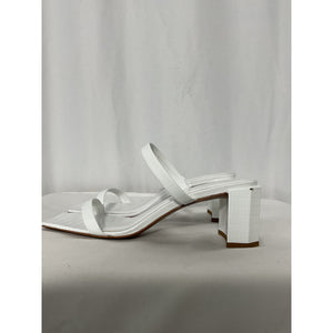 By Far 'Tanya' White Leather Embossed Chunky Heel Size 8