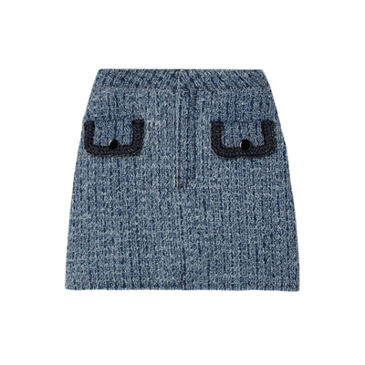 Self-Portrait Textured Blue Tweed Mini Skirt Size UK 8 / US 4