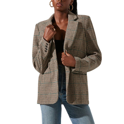 Astr The Label Plaid Multicolor Harlow Blazer Size XS