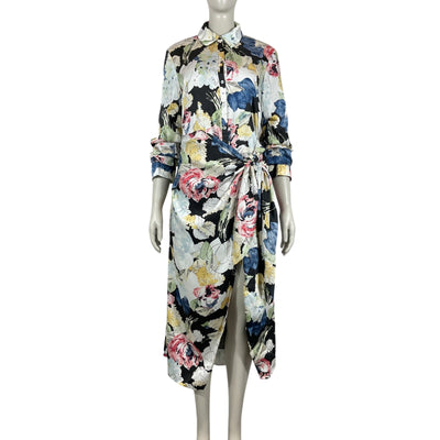 Cinq à Sept Floral Black Multi Jacey Wildwood Flower Midi Dress Size 6