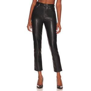 Agolde Recycled Leather Black Riley Long Denim Jeans Size 24