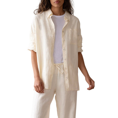 Donni. Classic White Linen Relaxed Button Down Shirt Size L