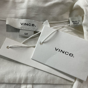 Vince Classic White Belted Linen Blend Shirt Dress Size S NWT
