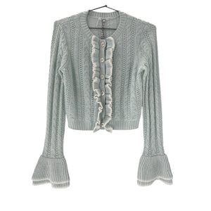 Tularosa Ruffled Turquoise Starlene Cardigan Size M