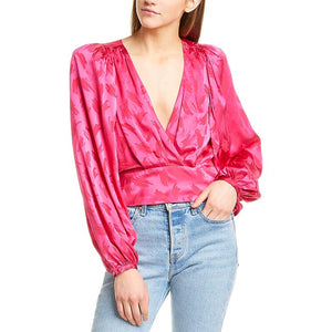 Ronny Kobo Silk Blend Fuchsia Eugina Top Size XS