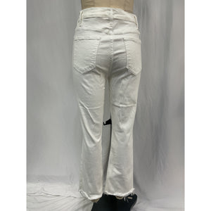 Mother The Hustler Ankle White Cotton Fray Denim Jean Size 31