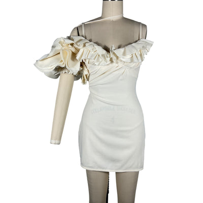 Jacquemus Ruffled White Duna Mini Size FR 34 / US 2 Dress