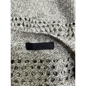 Atm Anthony Thomas Grey Linen Melillo Cotton Blend Open Knit Crew Neck Sweater Size XS