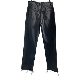 Grlfrnd Distressed Black Bella Low Rise Boyfriend Denim Jeans Size 25