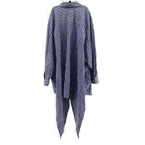 Balenciaga Striped Blue White Knotted Shirt Dress Size 4