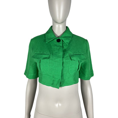 Matthew Bruch Utility Kelly Green Button Up Crop Top Size 1