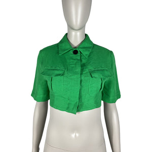Matthew Bruch Utility Kelly Green Button Up Crop Top Size 1