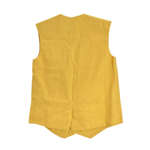 Donni. Linen Yellow V Neck Button Front Vest Size XXS