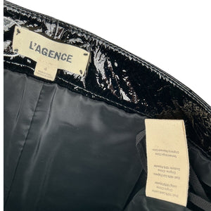 L'Agence Glossy Black Lamb Leather Mini Skirt Size 4