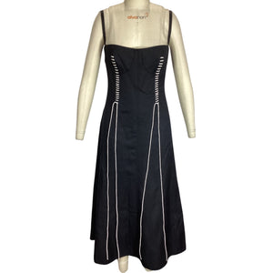 Chloðð? Topstitched Black Bustier Midi Dress Size FR 46 / US 14 NWT