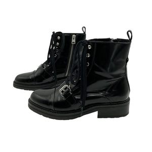 Allsaints Polished Black Donita Combat Boots Size 39 EU / 9 US