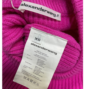 Alexander Wang Cropped Fuchsia Crewneck Sweater Size XS