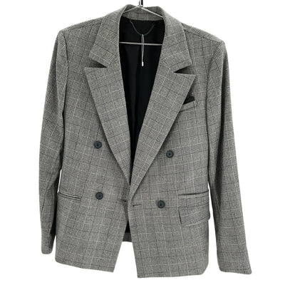 Allsaints Tailored Grey Bea Check Blazer Size 6
