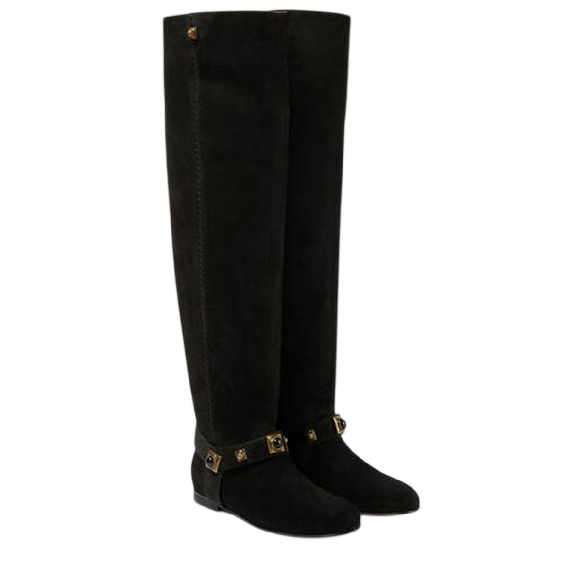 Etro Suede Black Crown Me Knee High Boots Size EU 40 / US 10