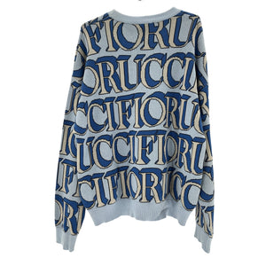 Fiorucci Graphic Blue Monogram Intarsia Sweater Size L