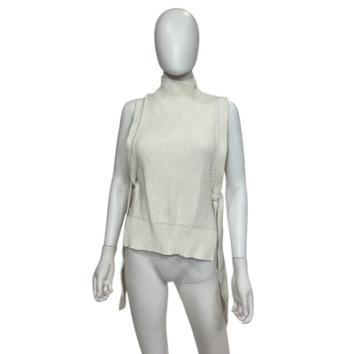 3.1 Phillip Lim Chunky Ivory Side Tie Turtleneck Sweater Vest Size XS