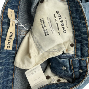 Grlfrnd High Rise Blue Karolina Straight Crop Denim Jeans Size 28