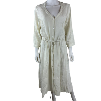 Honorine Textured Ecru Georgia Midi Dress Size Large
