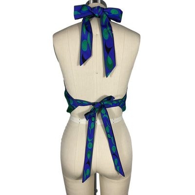 Pucci Cropped Printed Blue Silk Halterneck Top Size XS
