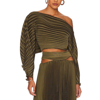Aiifos Pleated Army Green Sonya Blouse Size XS