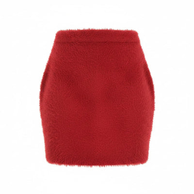 Helmut Lang Plush Red Sweater Mini Skirt Size XS