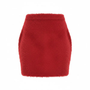 Helmut Lang Plush Red Sweater Mini Skirt Size XS