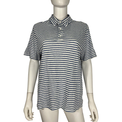 Vince Striped Multicolor Linen Polo Shirt Size L