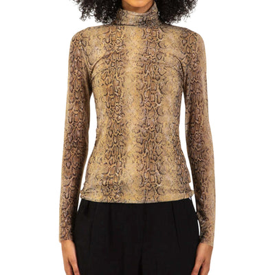 Ganni Sheer Multicolor Snakeskin Turtleneck Top Size 32/US 0