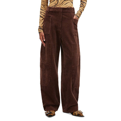 Ganni Textured Brown Seersucker Corduroy Pants Size 36