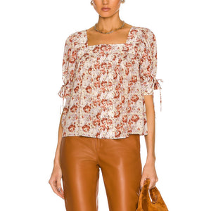 Ulla Johnson Pleated Multicolor Lorraine Size 6 Blouse