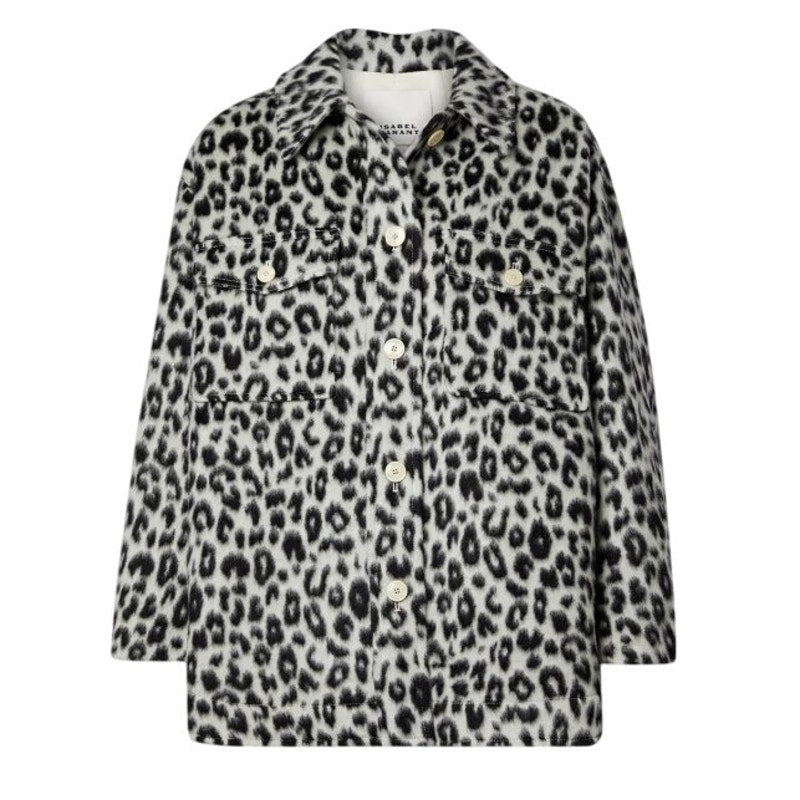 Isabel Marant Leopard Print Black Odelino Jacket Size 34