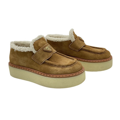 Prada Suede Brown Platform Loafers Size IT 36.5 / US 6.5