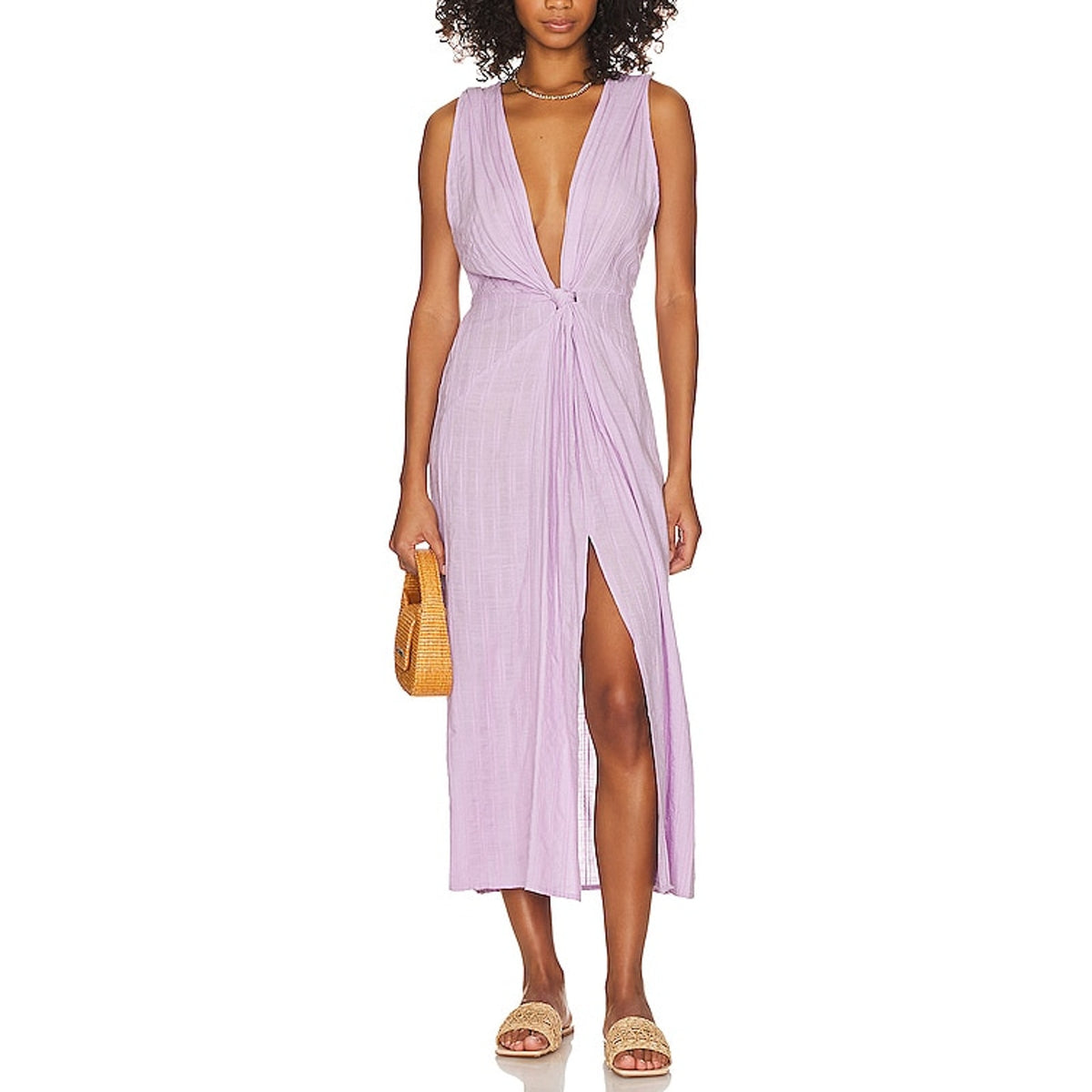 L*Space 'Down The Line' Purple Cotton Blend Cover Up Dress Size S
