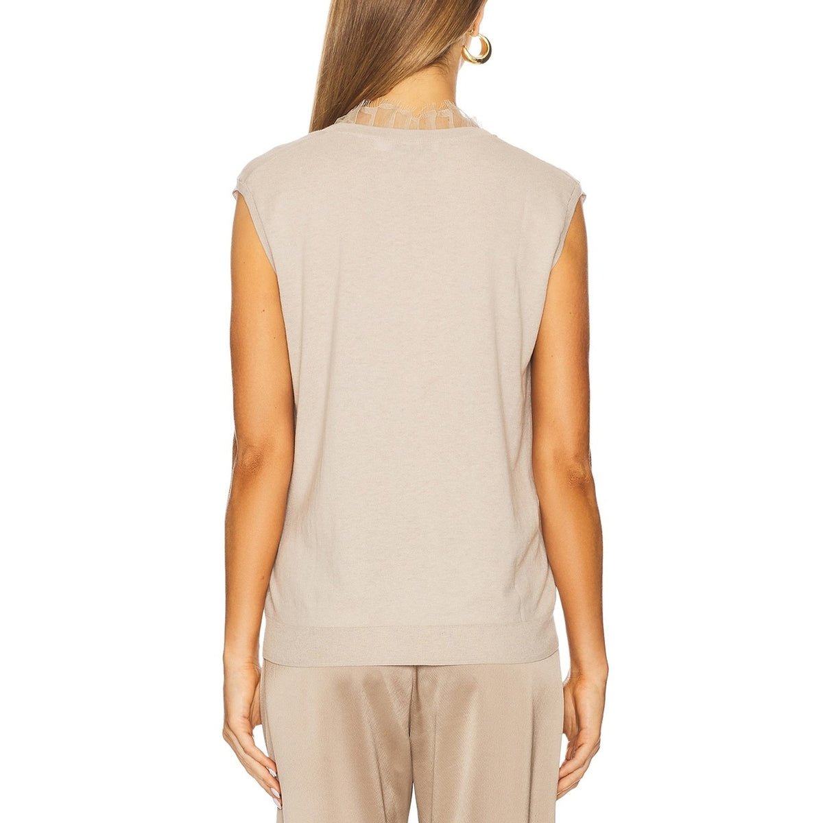 Iro Lightweight Tan Jayda Sleeveless Knit Top Size M