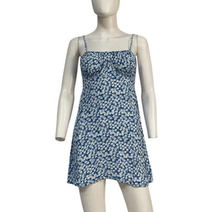 Faithfull The Brand Floral Blue Audrina Mini Dress Size XS