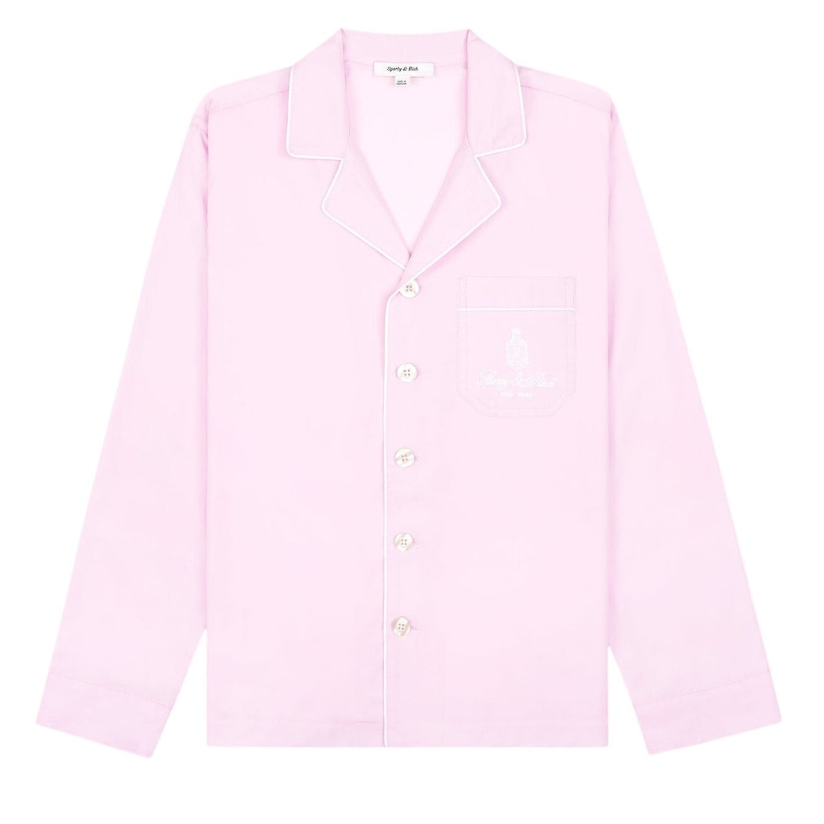 Sporty & Rich Classic Pink Vendome Pajama Shirt Size X-Small