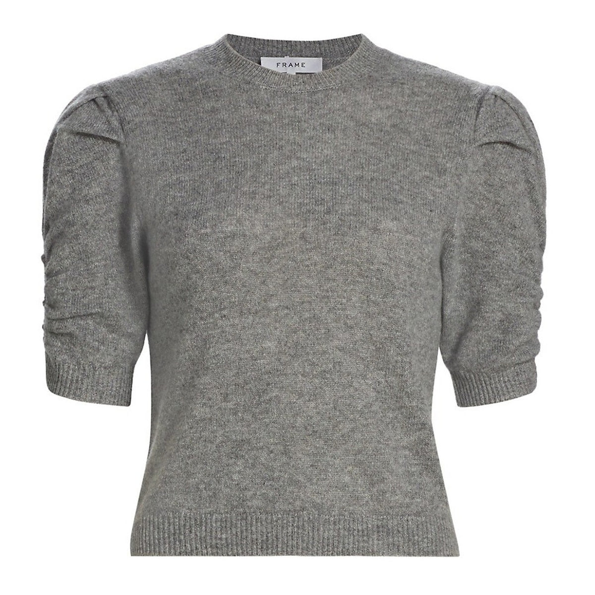 Frame Ruched Gray Crewneck Sweater Size S
