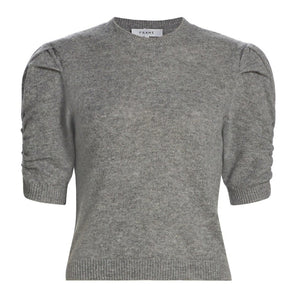 Frame Ruched Gray Crewneck Sweater Size S