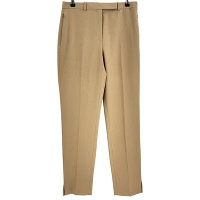 Theory Sleek Tan Tapered High-Waist Flannel Trousers Size 4