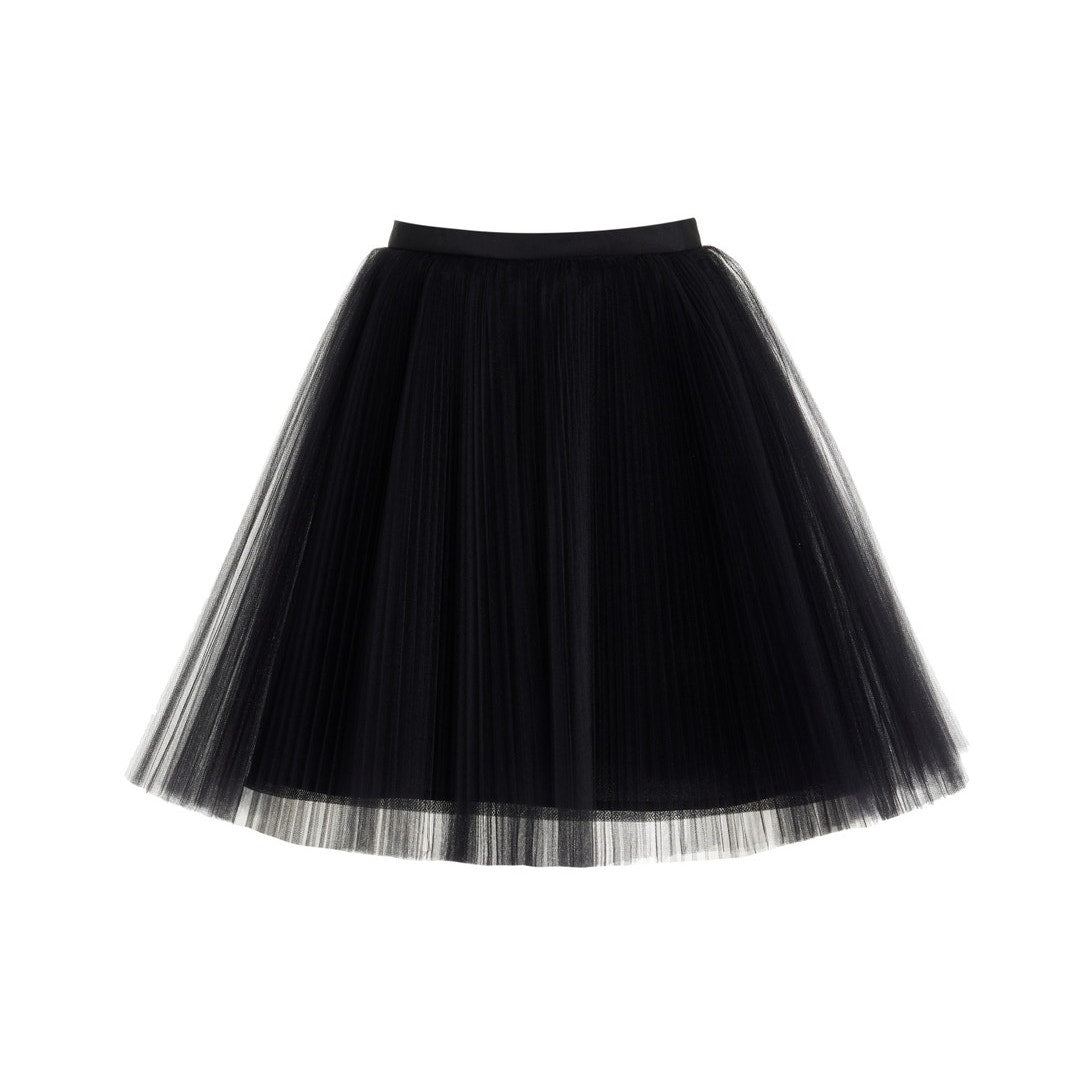 Carolina Herrera Plisse Black Tulle Mini Skirt Size 2